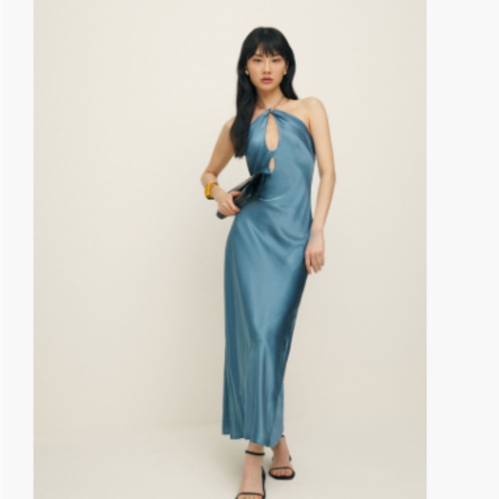 Reformation Teal Backless Dress